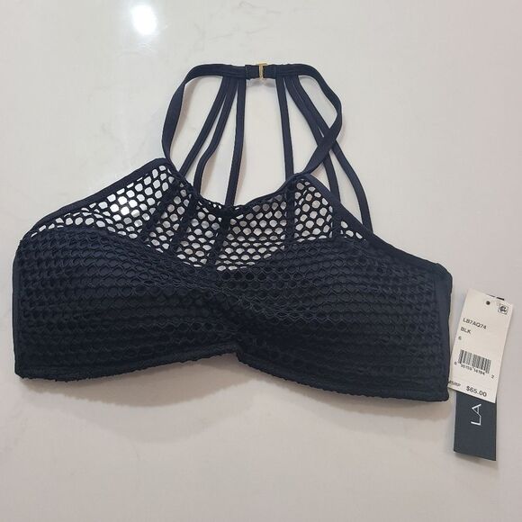 La Blanca All Meshed Up Strappy Mesh High Neck Swimsuit Bikini Top - Picture 2 of 5